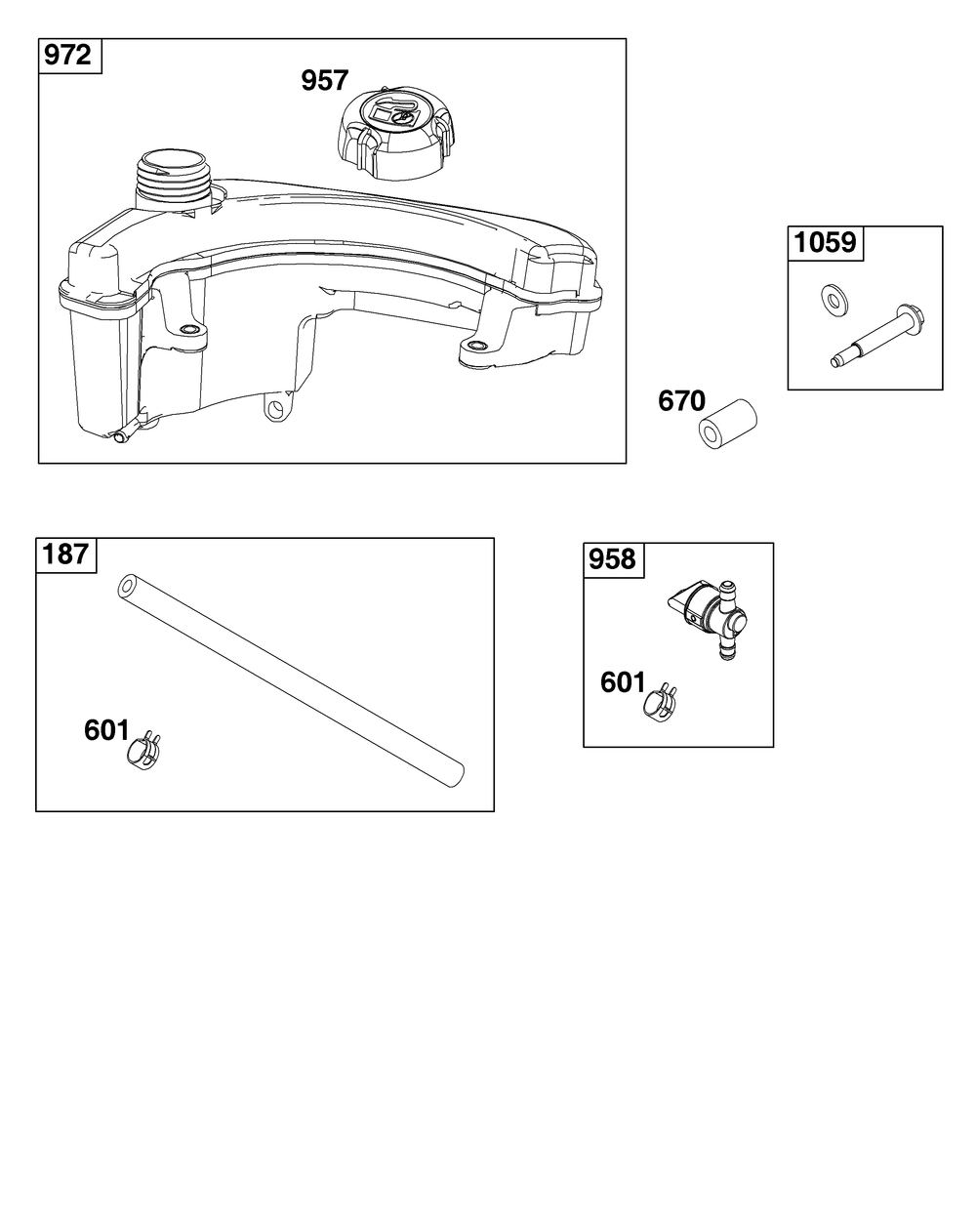 Fuel Supply Group Diagram and Parts List for 100802-0148-H5 100000 - 19Z999 Briggs and Stratton Engine